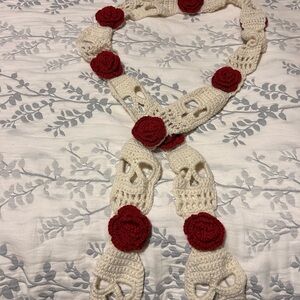 Crochet Skull and Rose Scarf